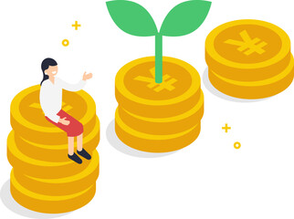 投資・資産運用が成功しているお金のイメージイラスト