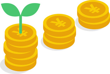 投資・資産運用が成功しているお金のイメージイラスト