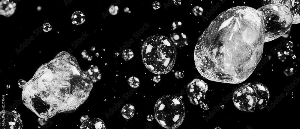 Poster Bubbles create a stunning overlay texture against a black background with rich details and depth
