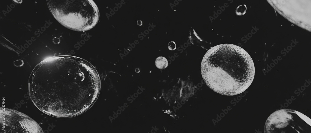 Poster Bubbles overlay texture enhancing a tactile experience against a textured black background