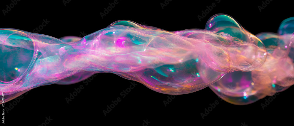 Poster vibrant bubbles creating a playful texture against a colorful black background