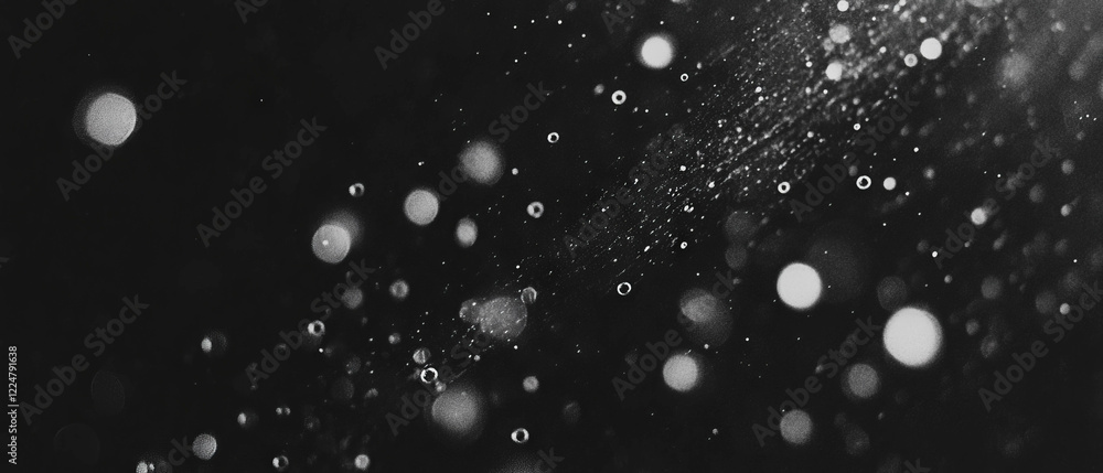 Poster bubbles floating upward create a captivating contrast against a dark background