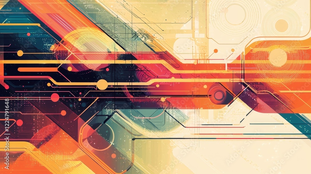 Poster abstract graphics of digital connections in cyberspace and network communication