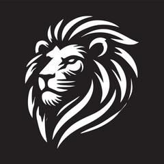 black and white Vector illustration of a lion head  icon