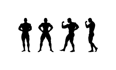 Body builder silhouette set in black and white