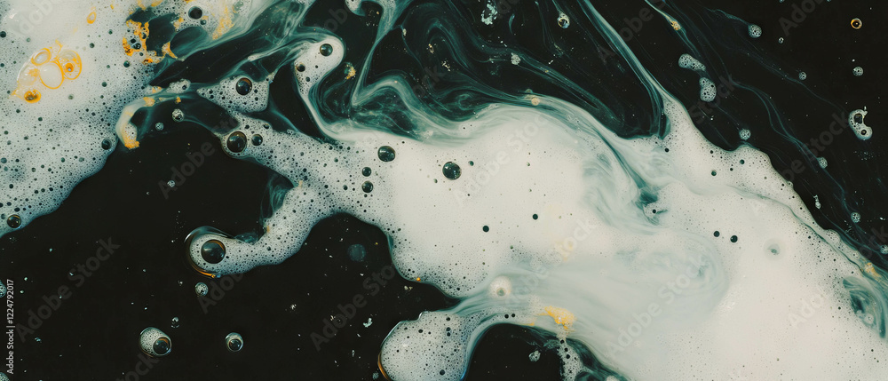 Poster Bubbles create an abstract texture with artistic compositions on a black background