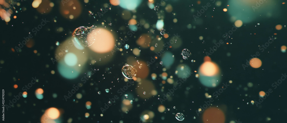 Aufkleber dynamic abstract art of bubbles with contrasting colors on a dark background
