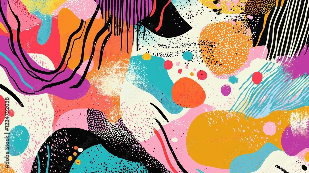 Poster vibrant abstract graphics in digital communication networks and cyberspace tech