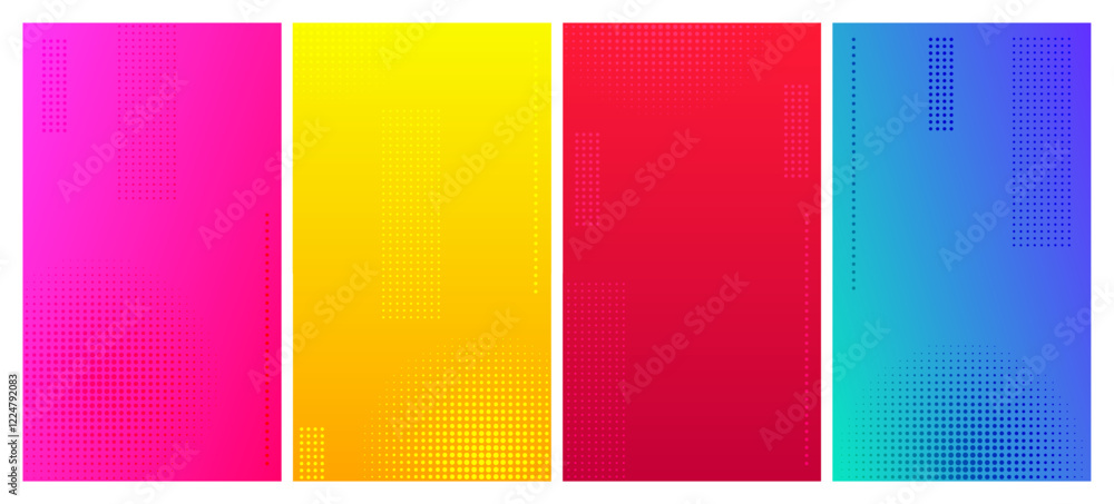 Aufkleber set of abstract gradient geometric backgrounds with dots