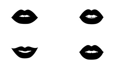 Lips Silhouette Set In Black And White