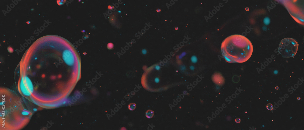 Aufkleber bubbles with dark outlines create a striking contrast against a black background
