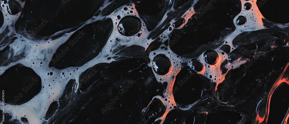 Poster Dynamic overlay texture of bubbles with shadows and depth against a black background