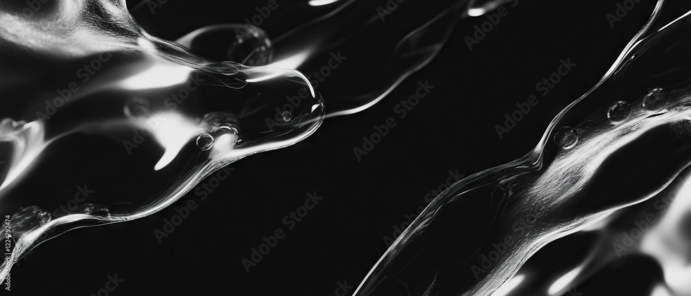 Poster Overlay texture of bubbles with dynamic lighting and dramatic shadows on a black background