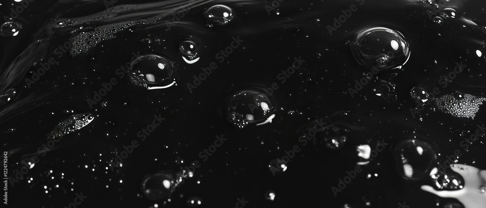 Poster Bubbles create a three-dimensional effect against a dark background with highlights and shadows