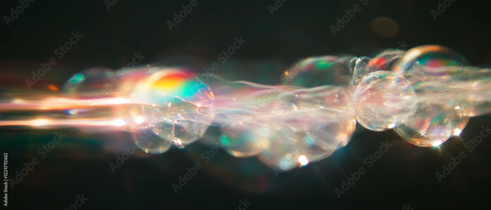 Aufkleber Bubbles with light leaks and lens flares create an atmospheric effect on a dark background
