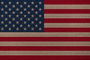 Naklejka premium US Flag on Paper. American flag painted on crumpled craft paper.