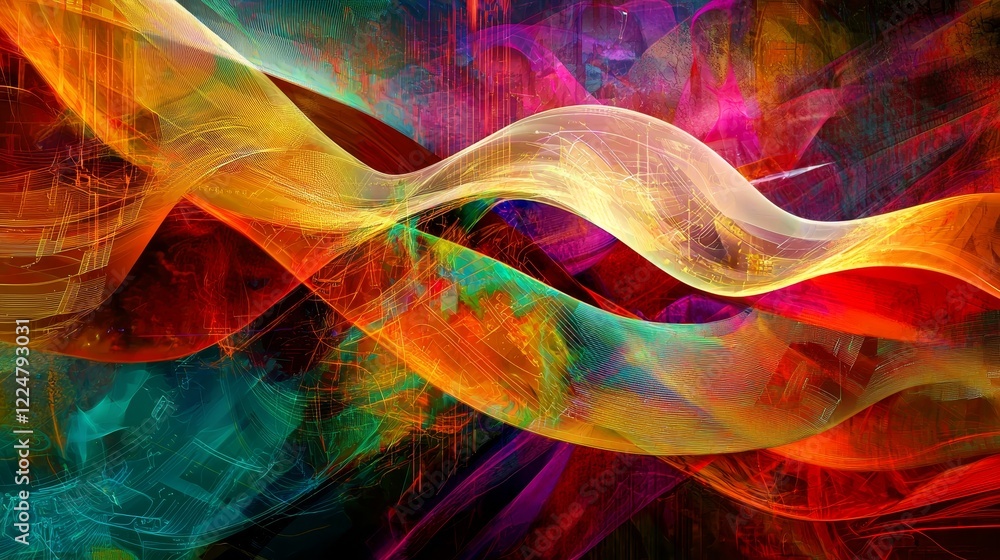 Aufkleber technological networks in cyberspace exploring vibrant digital communication pathways