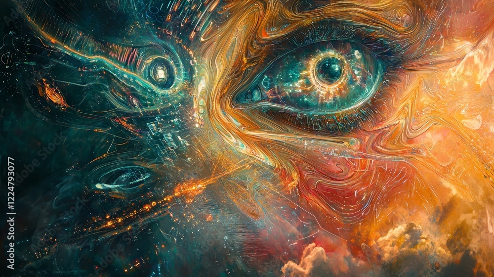 Poster cyberspace exploration digital connection and abstract art in technological contexts