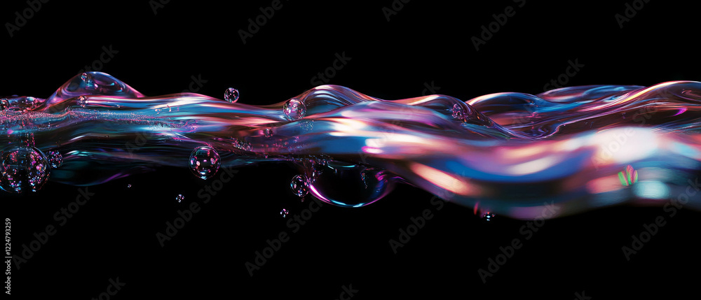 Aufkleber Bubbles with swirling patterns create an enchanting texture against a black background