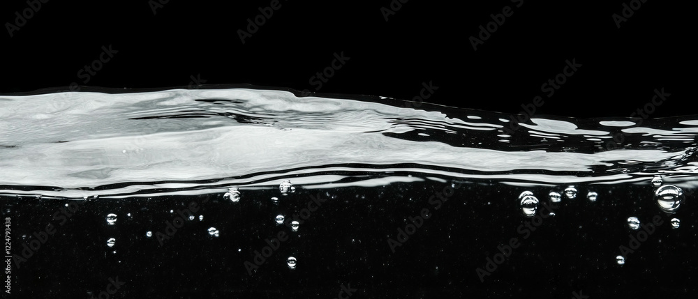 Poster bubbles and water droplets create a captivating overlay texture on a dark background