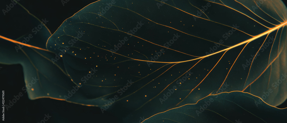 Poster close-up view of intricate petal veins on a dark background showcasing delicate textures