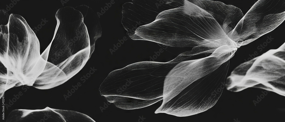 Aufkleber close-up view of delicate petal veins exploring intricate textures against a dark background