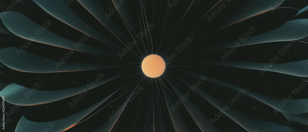 Poster Concentric circular petal patterns creating a floral design on a dark background