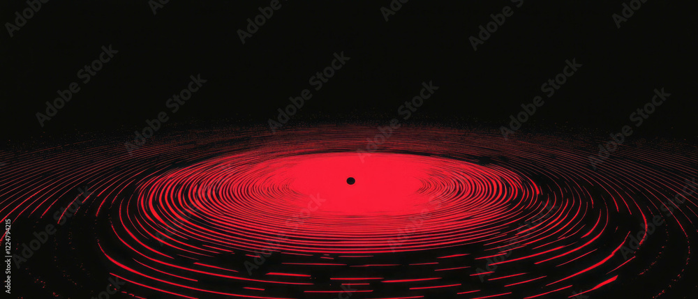 Poster Concentric circular spark patterns create dynamic geometric design on black background