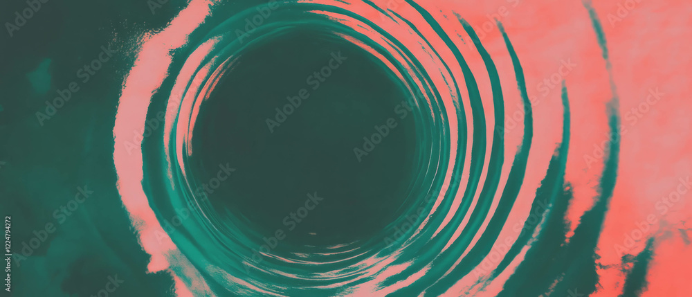 Aufkleber concentric circular watercolor patterns with radiating design on black background