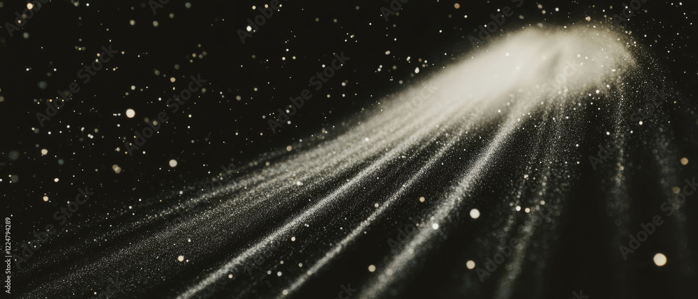 Poster Concentric dust particles radiating light against a black background creating a dynamic texture