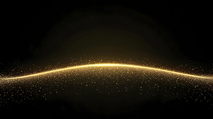 Golden Glitter Trail Illuminates Dark Background with Sparkling Particles