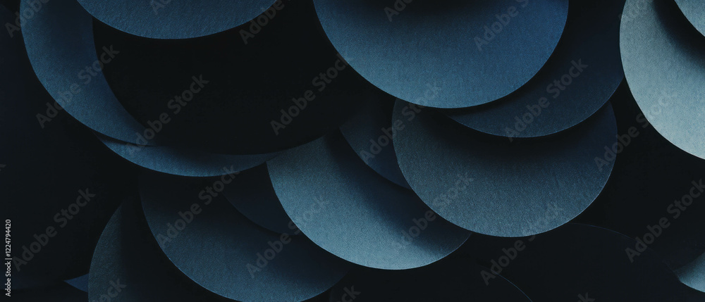 Aufkleber Overlay texture of concentric paper circles with radiating patterns on a black background