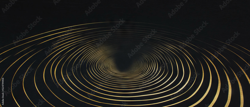 Aufkleber Overlay texture featuring concentric paper circles against a black background with an empty center