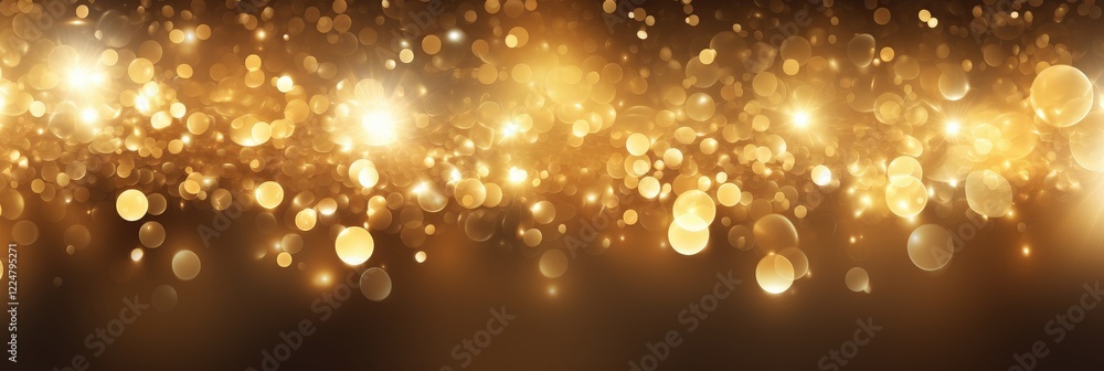 Poster Glittering Golden Bokeh Lights in a Soft Background Creating a Dreamy and Magical Atmosphere for Various Creative Projects
