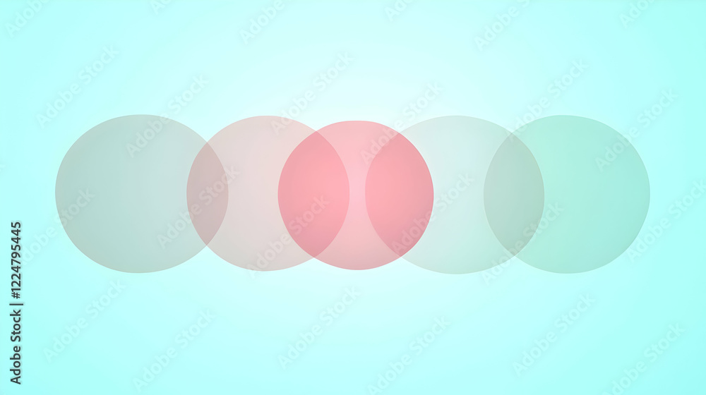 Poster five overlapping translucent circles form a subtle color gradient on a light teal background.