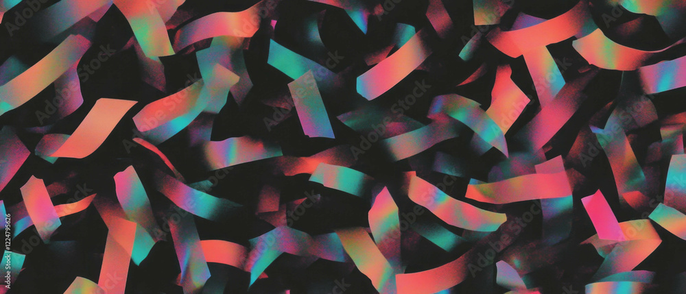 Poster Colorful confetti texture creating a vibrant visual effect on a dark background