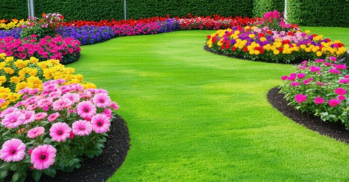 Vibrant garden with colorful flowers symbolizing diversity, growth, and personalized solutions for different needs. Each bloom represents unique care, harmony, and flourishing potential