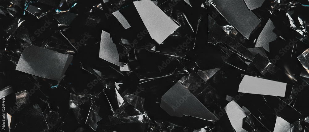Poster overlay texture of confetti with paper details against a black background for creative projects