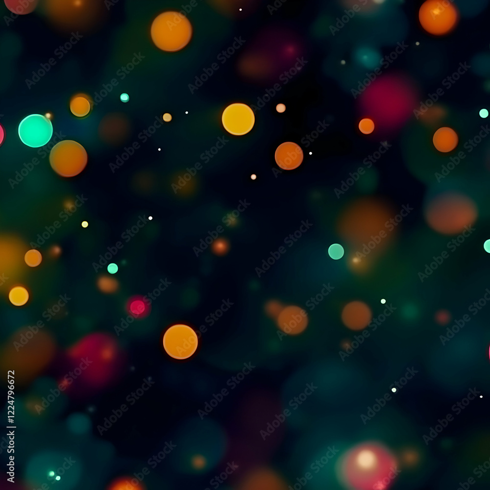Poster abstract background with colorful bokeh lights creates festive mood, ideal for digital design projec