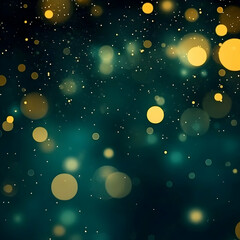 Obraz premium Abstract Background Bokeh Lights Blurred Defocused Dark Green with Yellow Lights and Glitters Elegantly