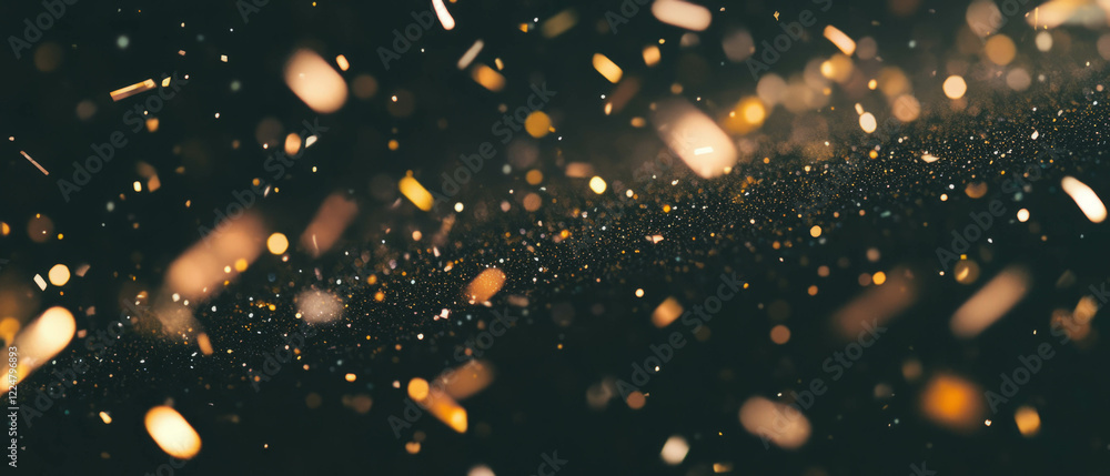 Poster Confetti overlay texture with realistic lighting and shadows on a black background