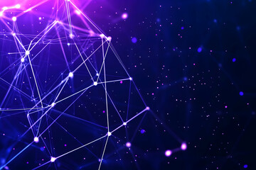 Abstract Background Shows Glowing Network Connections with Futuristic Particles Dynamically