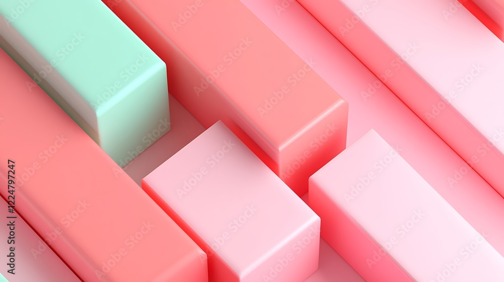 Poster abstract arrangement of vibrant blocks in soft colors creating a modern minimalist visual effect
