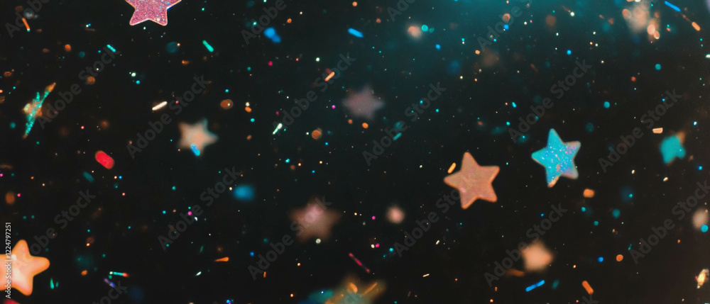 Poster celestial confetti with star shapes creating a whimsical background decor