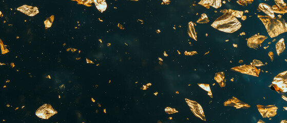 Confetti overlay texture combining gold elements on a dark black background