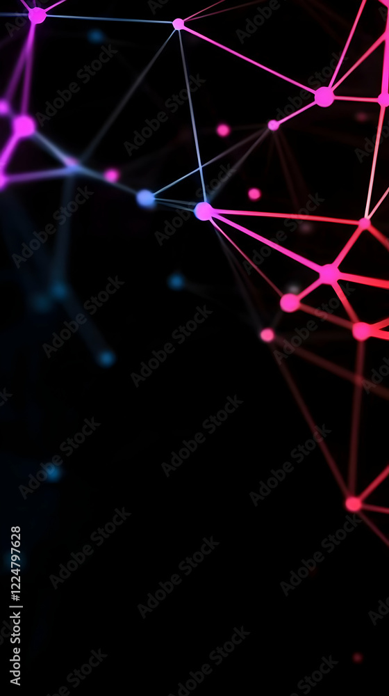 Poster abstract background with glowing nodes and connecting lines on a dark backdrop