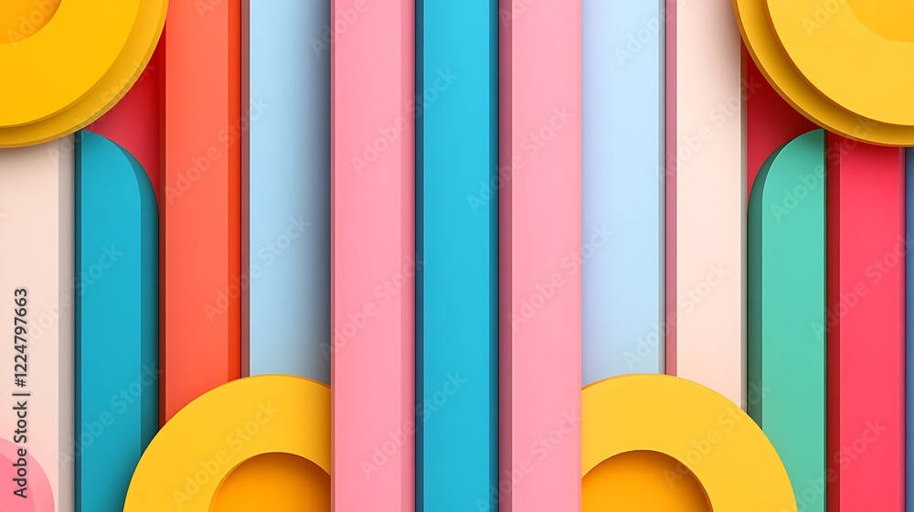 Poster abstract colorful background with geometric shapes and layers in bright and pastel tones for creativ