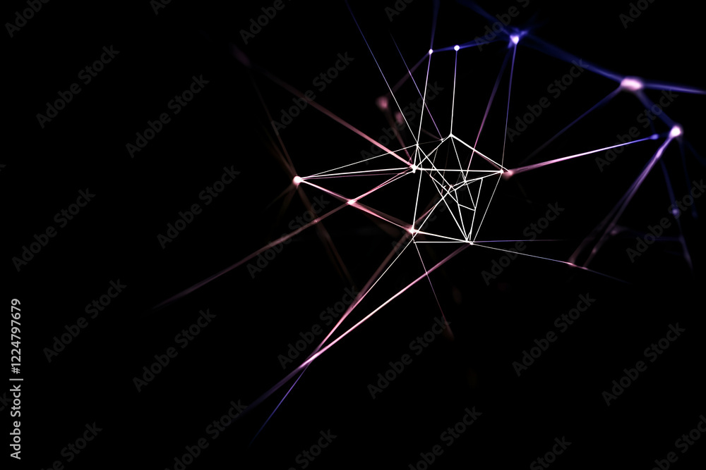 Leinwandbilder abstract network background forms intricate pattern with glowing lines and nodes.