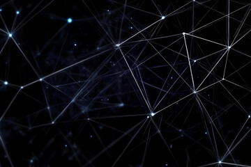 Abstract Network Connections Form Intricate Patterns on a Dark Background with Glowing Nodes