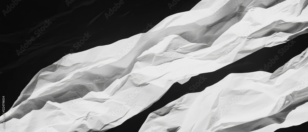 Aufkleber creased and folded paper overlay texture on a black background for creative projects